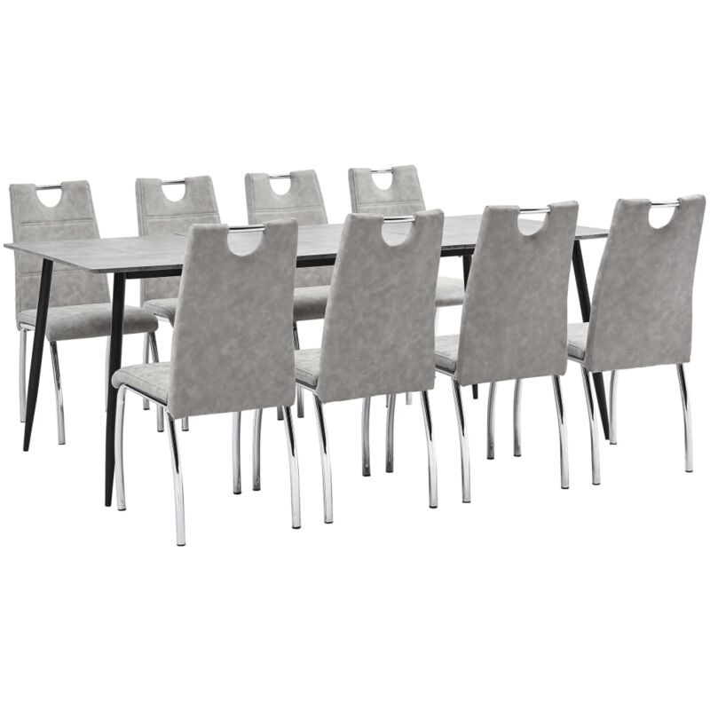 

vidaXL Juego de Comedor Cuero Sintético 9 Piezas Gris Claro - Gris