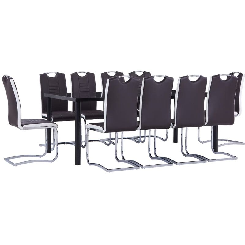 

Juego de comedor 11 piezas cuero sintético marrón