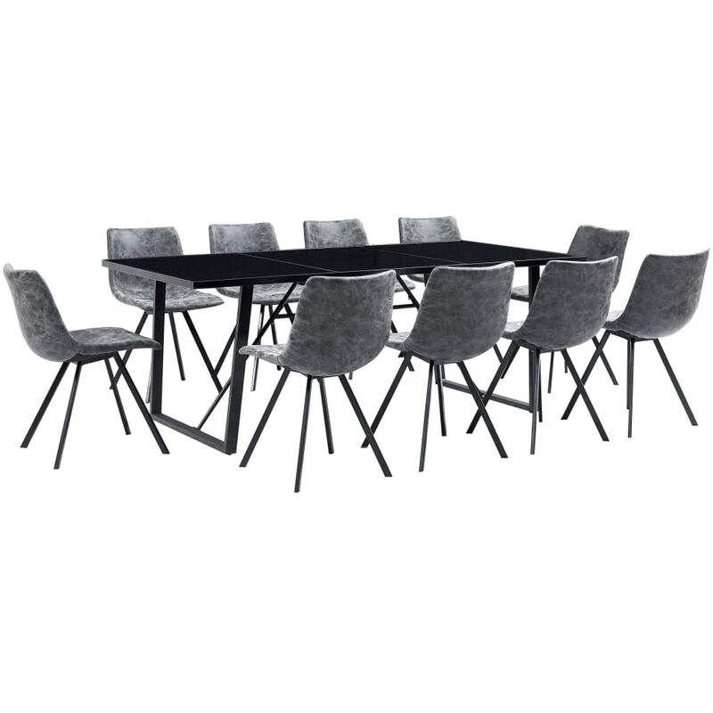 

Rogal Home&Deco Juego de comedor 11 piezas cuero sintético negro
