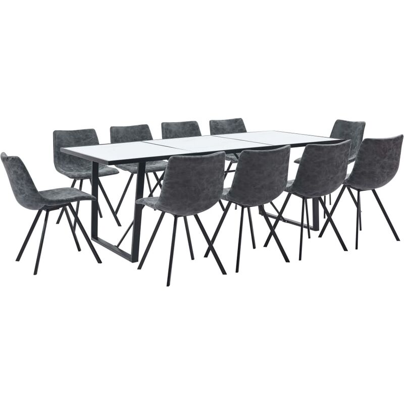 

Juego de comedor 11 piezas cuero sintético negro