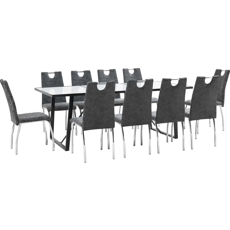 

Juego de comedor 11 piezas cuero sintético negro