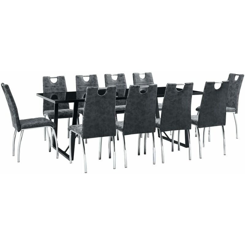 

Juego de comedor 11 piezas cuero sintético negro