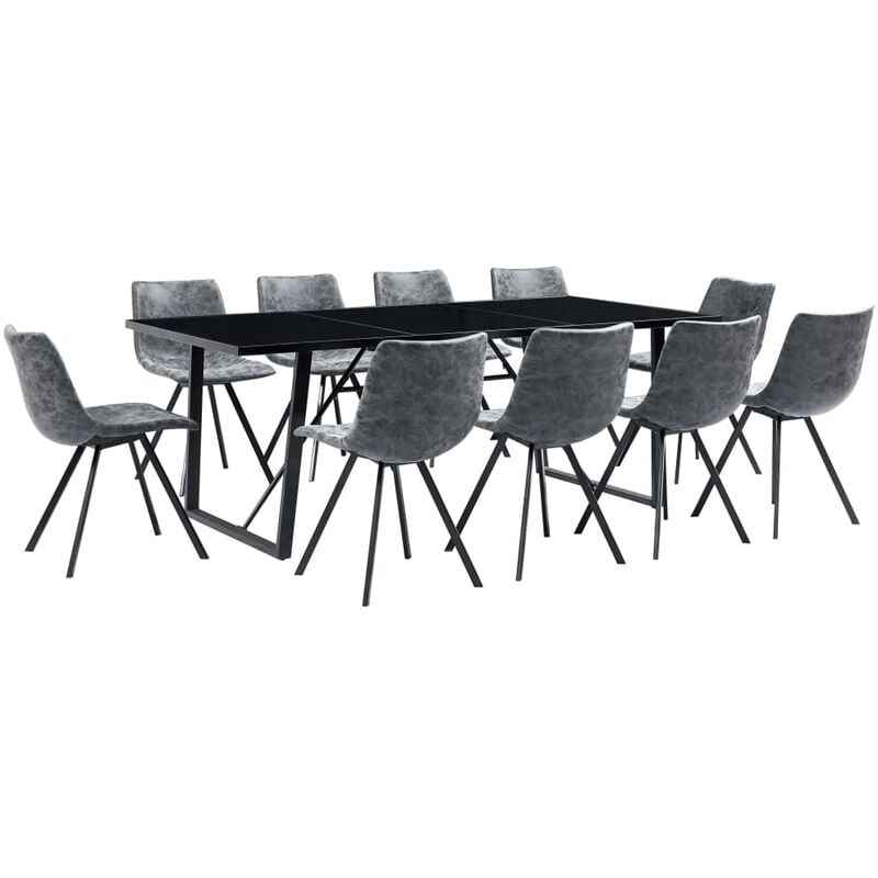 

Juego de comedor 11 piezas cuero sintético negro