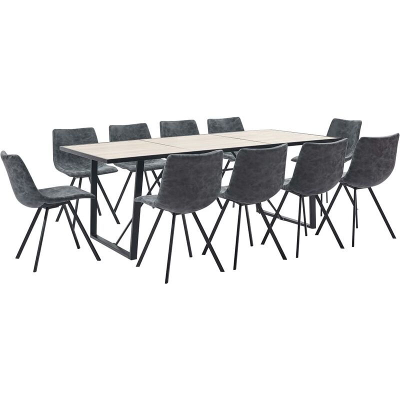 

Juego de comedor 11 piezas cuero sintético negro