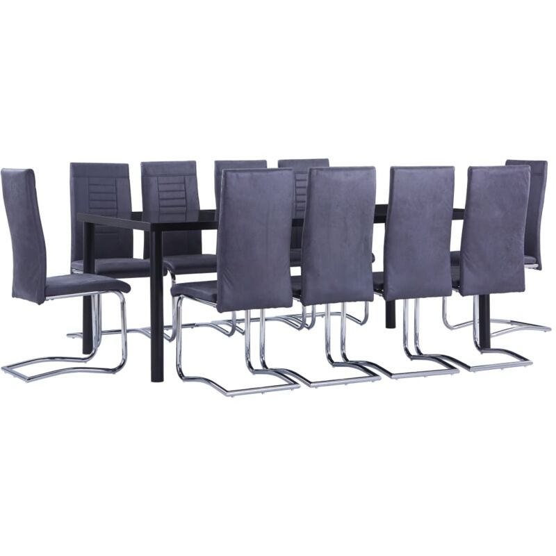 

vidaXL Juego de Comedor Piel de Ante Artificial 11 Piezas Gris - Gris