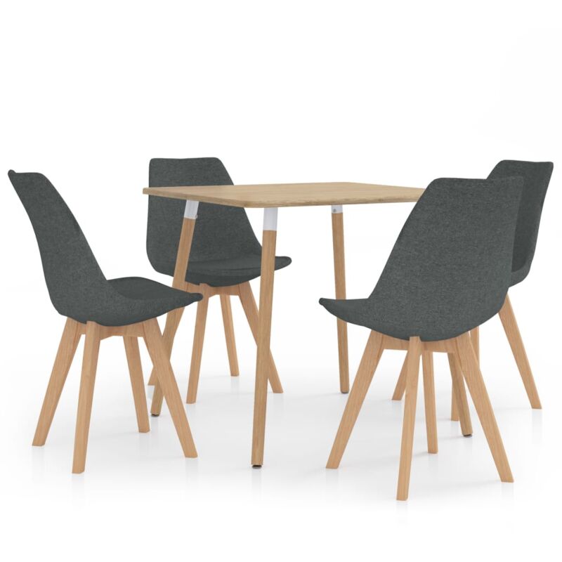 

Juego de Comedor 5 Piezas Gris Claro Modelo 4 - Gris - Vidaxl