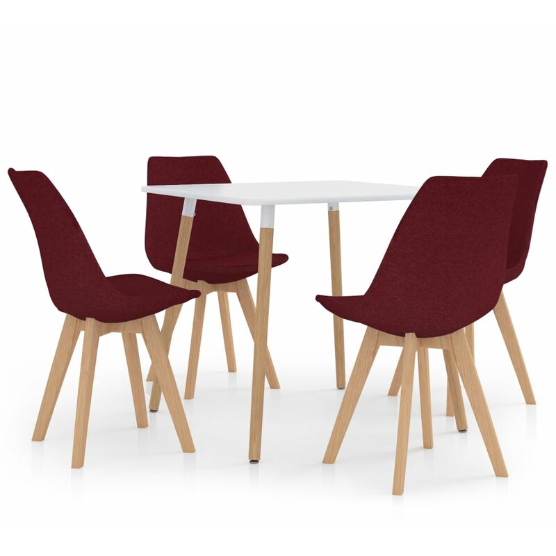 

Juego de Comedor 5 Piezas Rojo Vino Tinto Modelo 1 - Rojo - Vidaxl