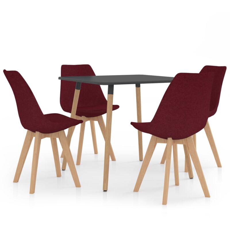 

Juego de Comedor 5 Piezas Rojo Vino Tinto Modelo 3 - Rojo - Vidaxl