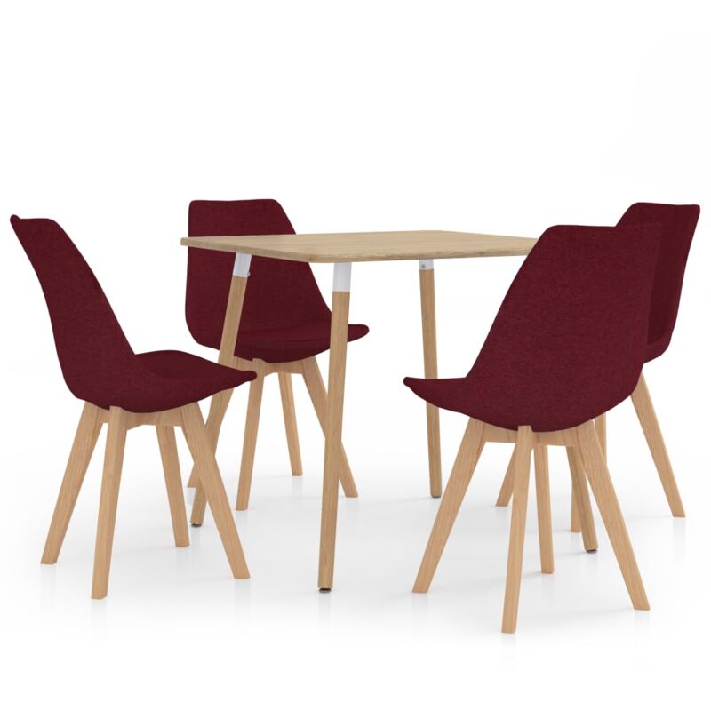 

Juego de Comedor 5 Piezas Rojo Vino Tinto Modelo 4 - Rojo - Vidaxl
