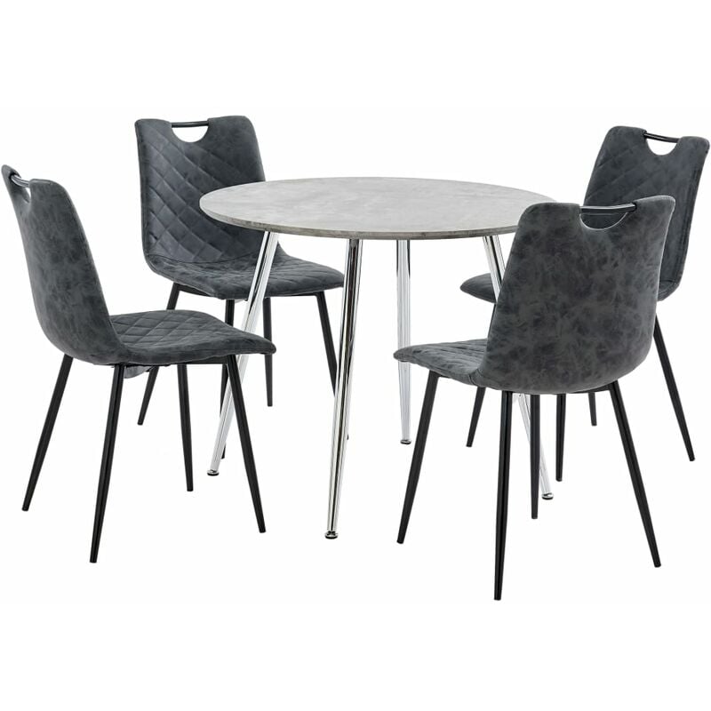 

vidaXL Juego de Comedor Cuero Sintético 5 Piezas Negro - Negro