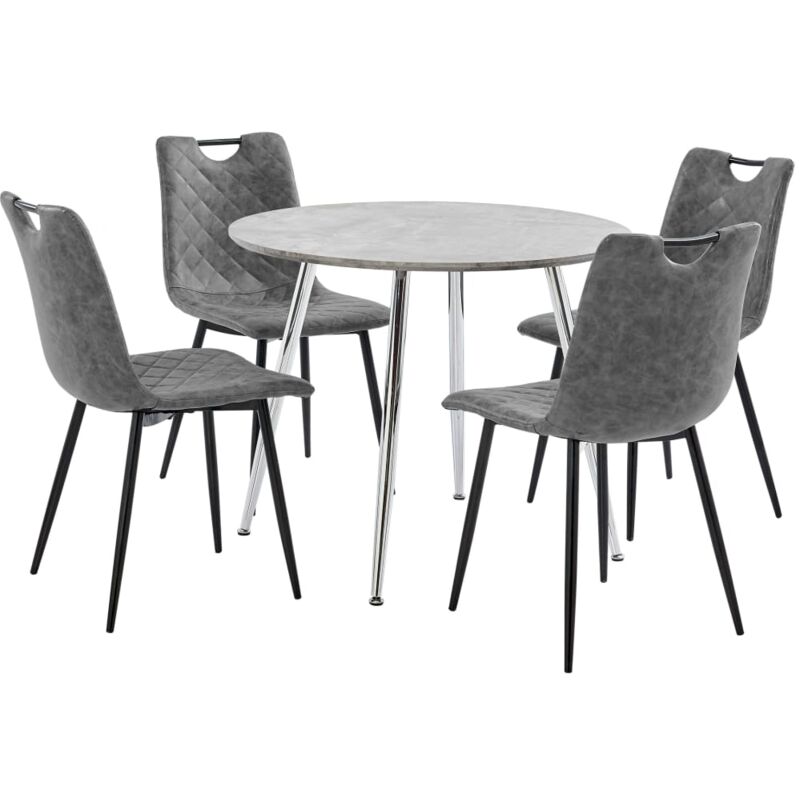 

vidaXL Juego de Comedor Cuero Sintético 5 Piezas Gris - Gris