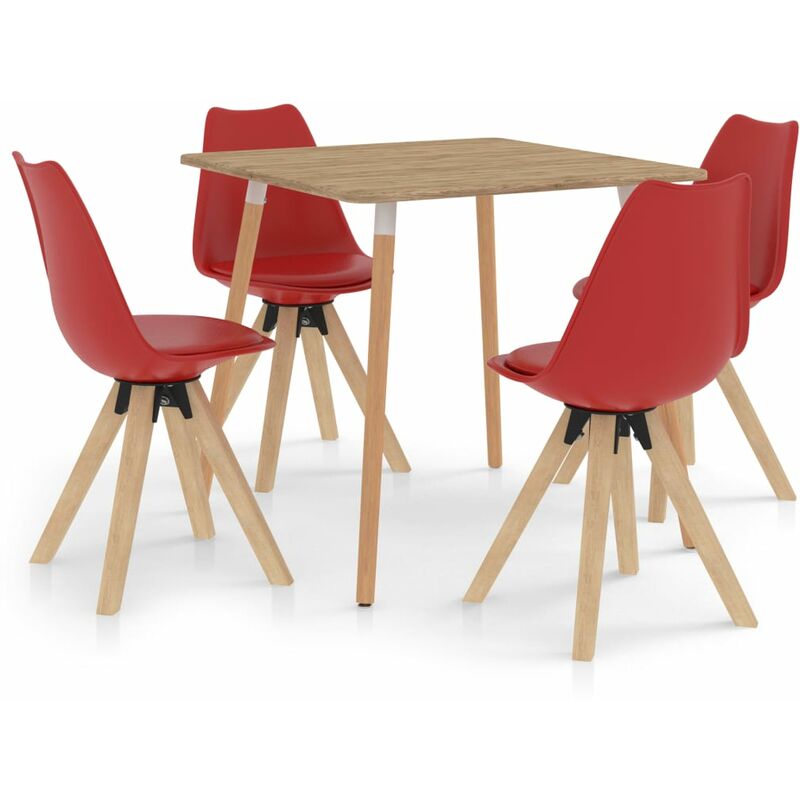 

vidaXL Juego de Comedor 5 Piezas Rojo Modelo 4 - Rojo