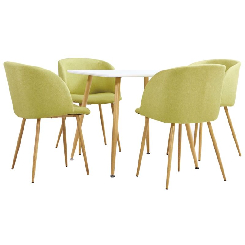 

vidaXL Juego de Comedor Tela 5 Piezas Verde - Verde