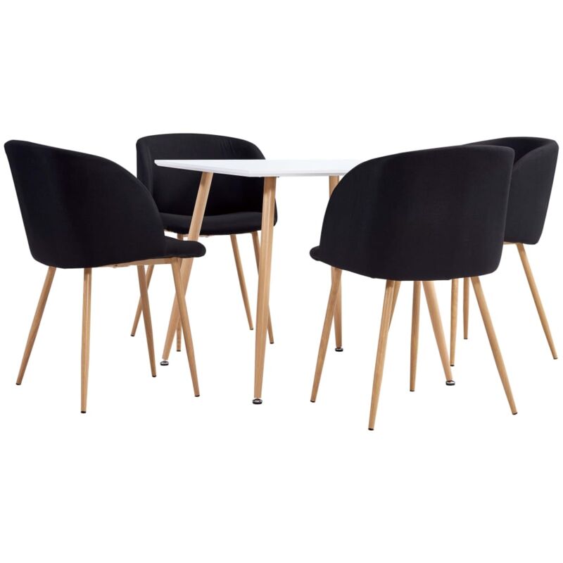 

vidaXL Juego de Comedor Tela 5 Piezas Negro - Negro