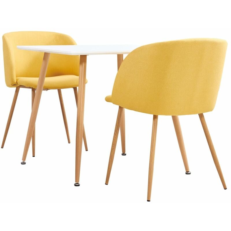 

vidaXL Juego de Comedor Tela 3 Piezas Amarillo - Amarillo