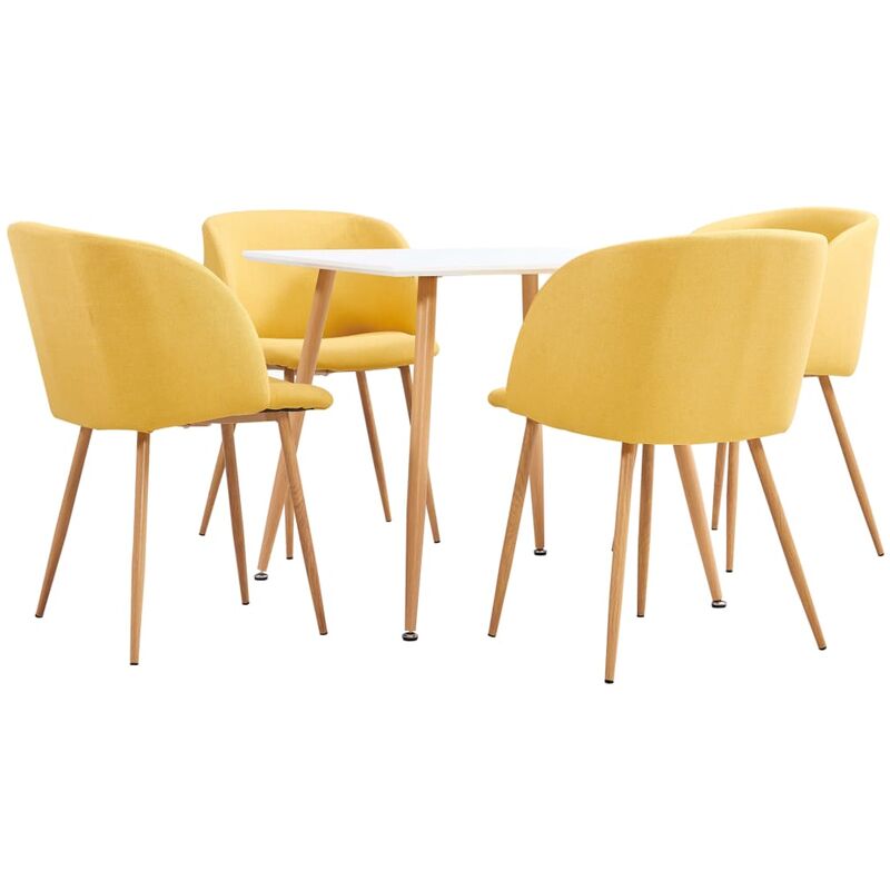 

vidaXL Juego de Comedor Tela 5 Piezas Amarillo - Amarillo