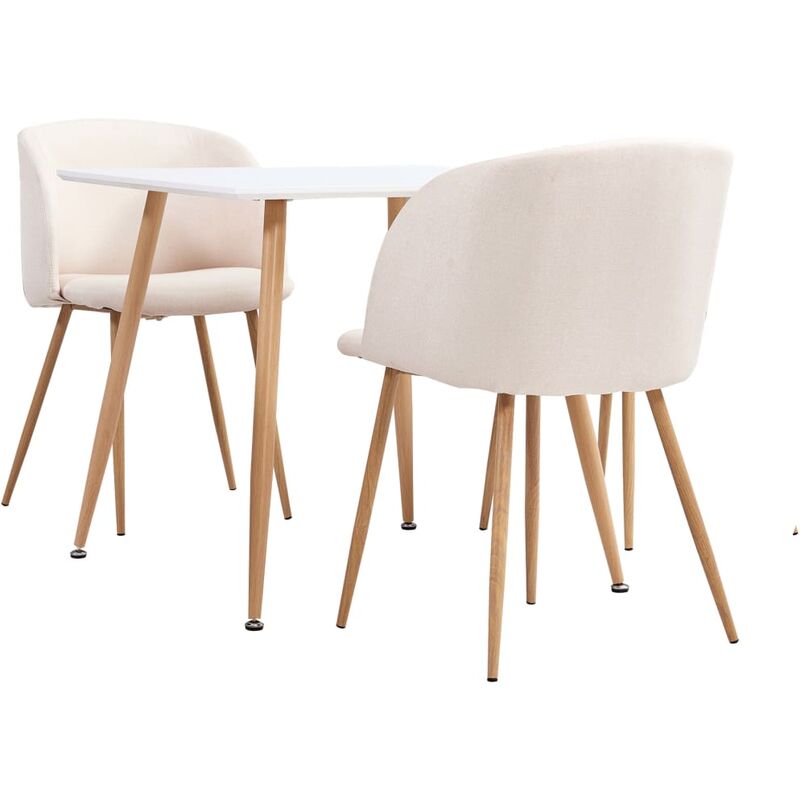 

vidaXL Juego de Comedor Tela 3 Piezas Crema - Crema