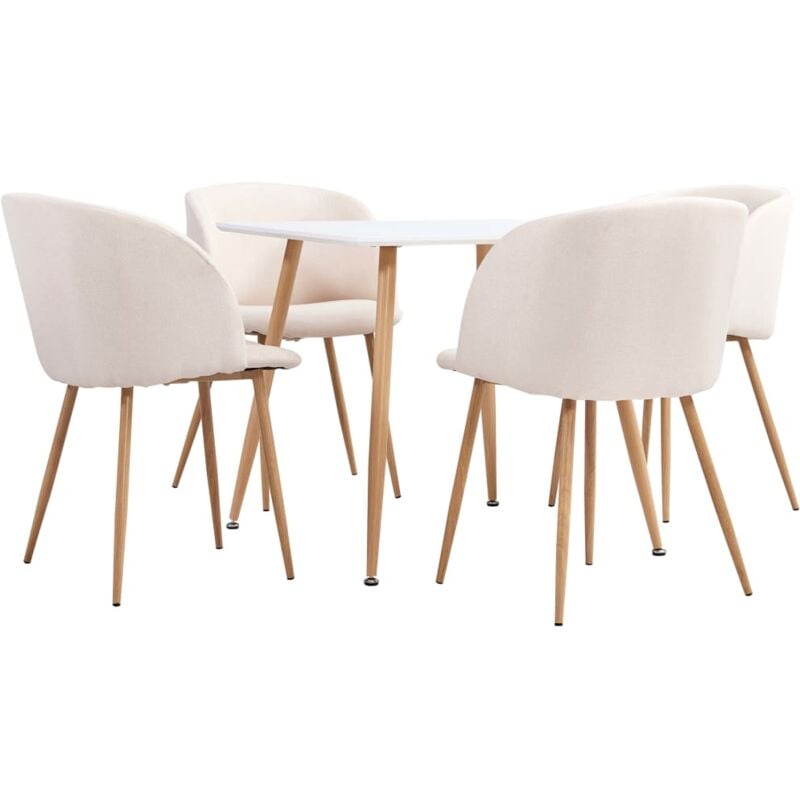 

vidaXL Juego de Comedor Tela 5 Piezas Crema - Crema