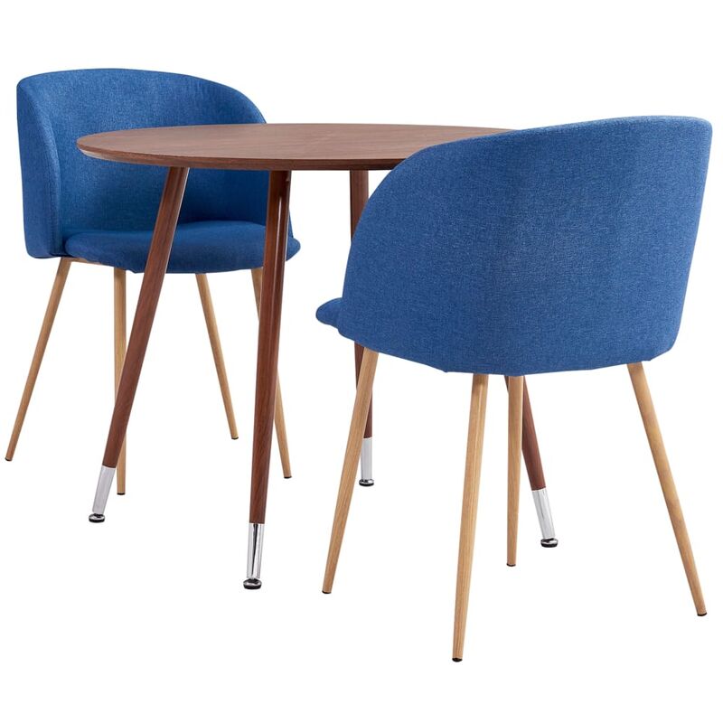 

vidaXL Juego de comedor 3 piezas tela azul - Azul