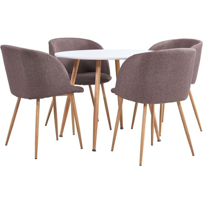 

Vidaxl - Juego de Comedor Tela 5 Piezas Marrón - Marrón