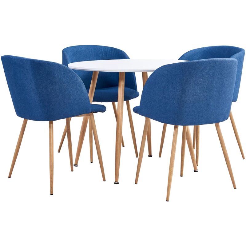 

Vidaxl - Juego de Comedor Tela 5 Piezas Azul - Azul