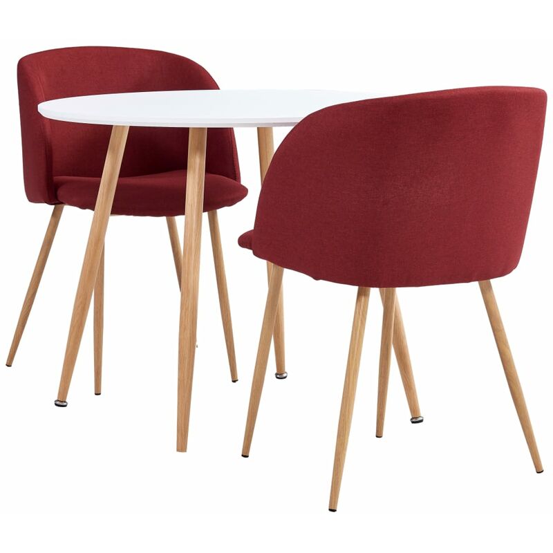 

Vidaxl - Juego de Comedor Tela 3 Piezas Vino Tinto - Rojo