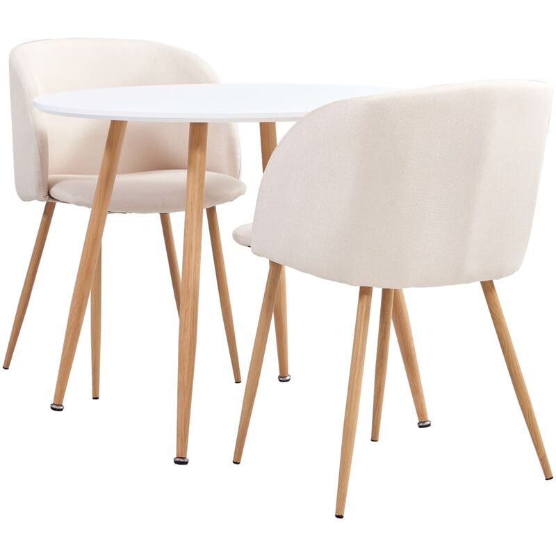 

Vidaxl - Juego de Comedor Tela 3 Piezas Crema - Crema
