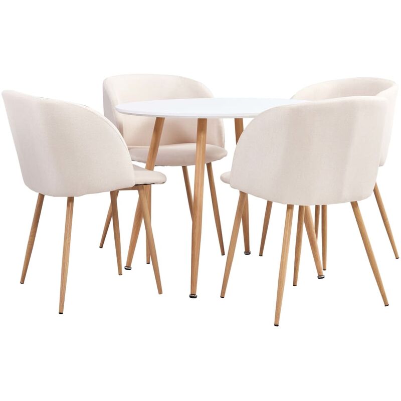 

Vidaxl - Juego de Comedor Tela 5 Piezas Crema - Crema