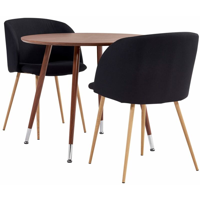 

Vidaxl - Juego de comedor 3 piezas tela negro - Negro