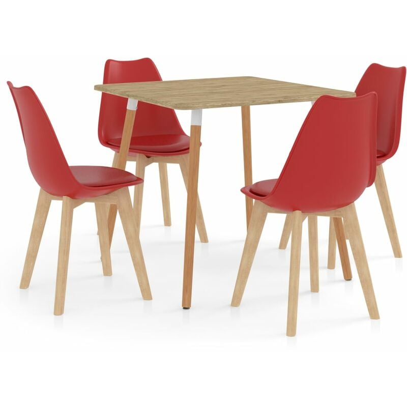 

vidaXL Juego de Comedor 5 Piezas Rojo Modelo 4 - Rojo