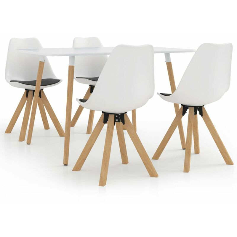

Happyshopping - Juego de comedor 5 piezas blanco y negro