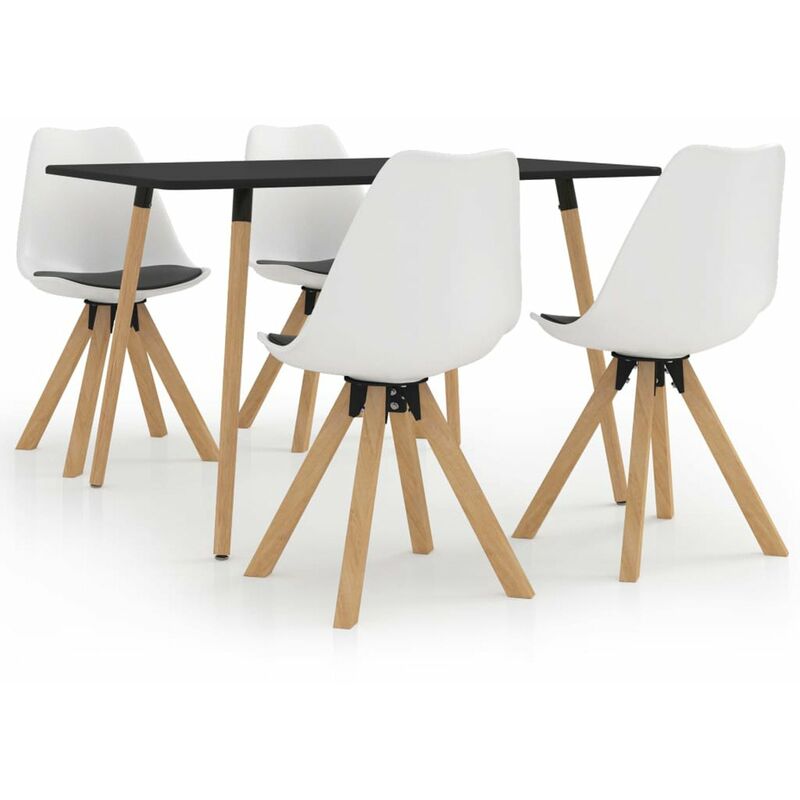 

Happyshopping - Juego de comedor 5 piezas blanco y negro