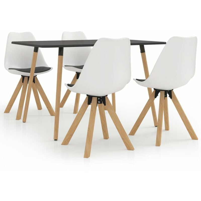 

Happyshopping - Juego de comedor 5 piezas blanco y negro