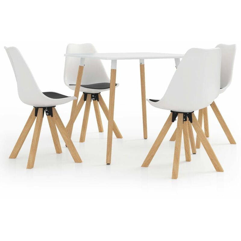 

Juego de comedor 5 piezas blanco y negro - Blanco