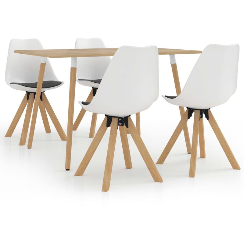 

Juego de comedor 5 piezas blanco y negro - Blanco