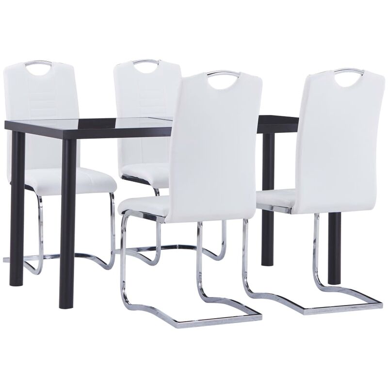 

Juego de comedor 5 piezas cuero sintético blanco