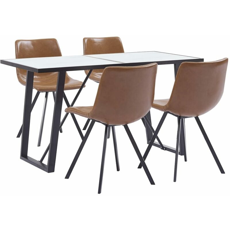 

Juego de comedor 5 piezas cuero sintético color coñac
