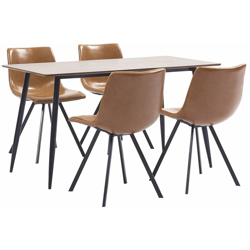 

Juego de comedor 5 piezas cuero sintético color coñac