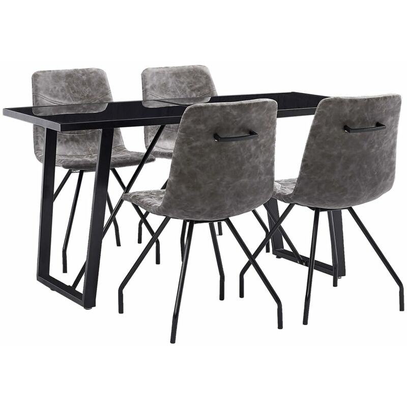 

Juego de Comedor Cuero Sintético 5 Piezas Marrón Oscuro - Marrón - Vidaxl