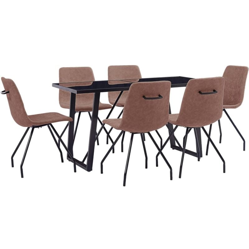 

Juego de Comedor Cuero Sintético 7 Piezas Marrón - Marrón - Vidaxl