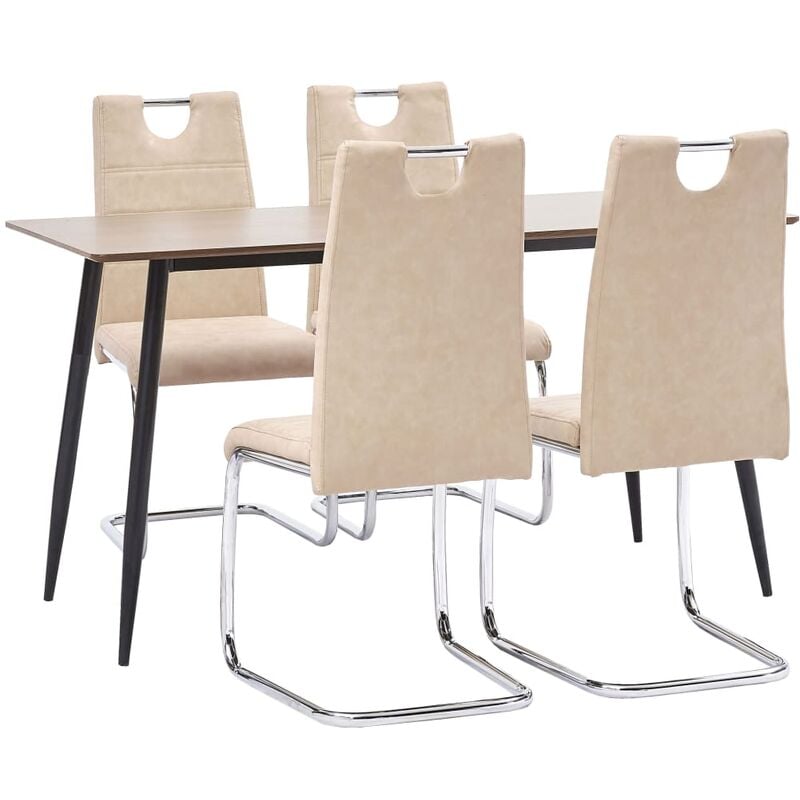 

Juego de comedor 5 piezas cuero sintético color crema
