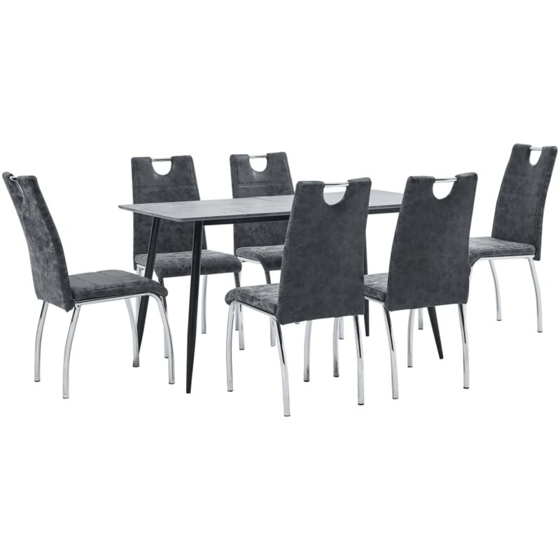 

vidaXL Juego de Comedor Cuero Sintético 7 Piezas Negro - Negro