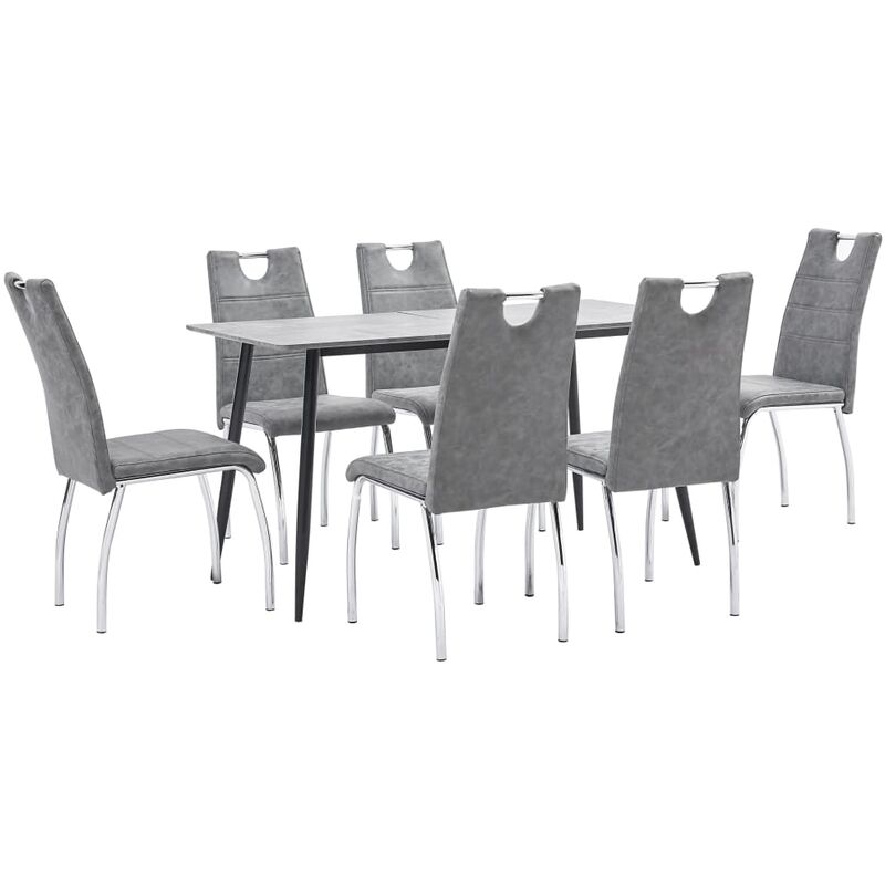 

vidaXL Juego de Comedor Cuero Sintético 7 Piezas Gris - Gris