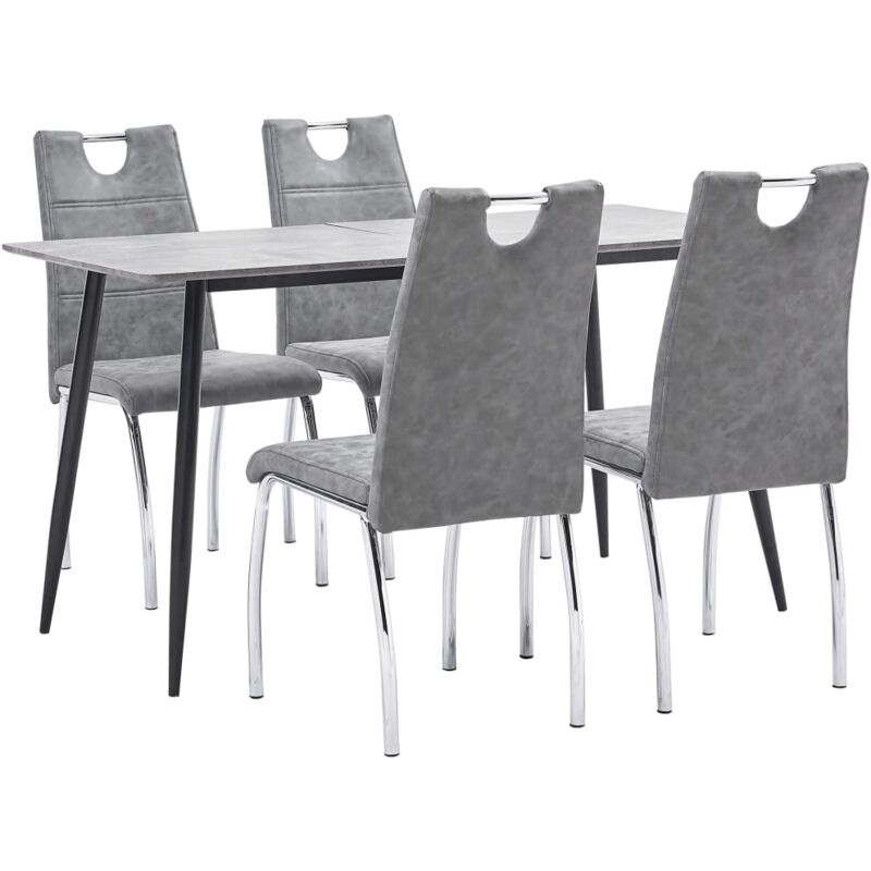 

vidaXL Juego de Comedor Cuero Sintético 5 Piezas Gris - Gris