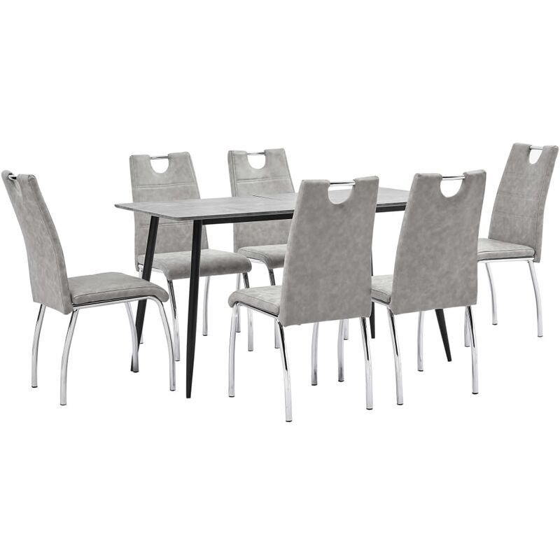 

vidaXL Juego de Comedor Cuero Sintético 7 Piezas Gris Claro - Gris