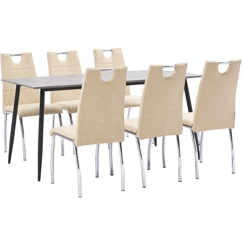 

vidaXL Juego de Comedor Cuero Sintético 7 Piezas Crema - Crema