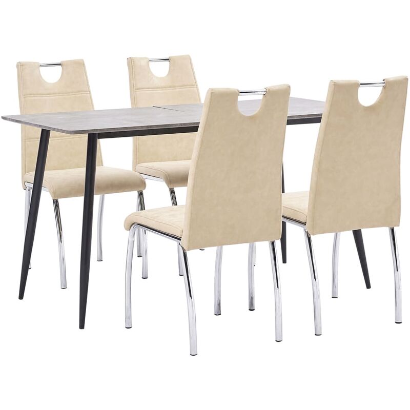 

vidaXL Juego de Comedor Cuero Sintético 5 Piezas Crema - Crema