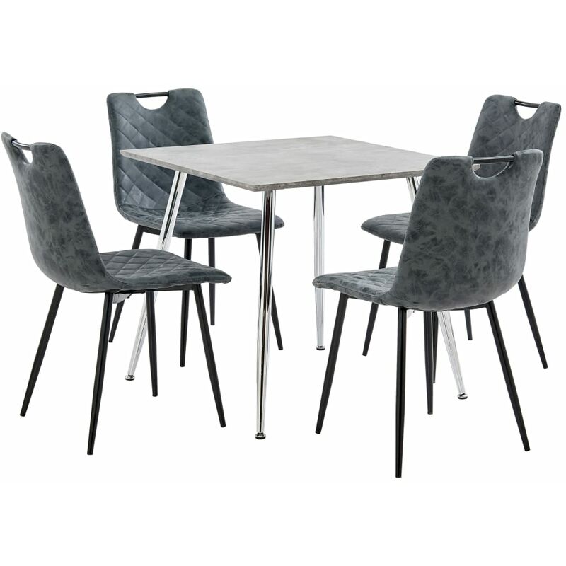 

vidaXL Juego de Comedor Cuero Sintético 5 Piezas Negro - Negro