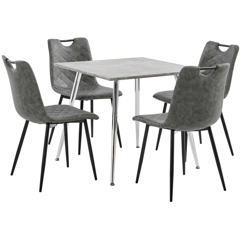 

vidaXL Juego de Comedor Cuero Sintético 5 Piezas Gris - Gris