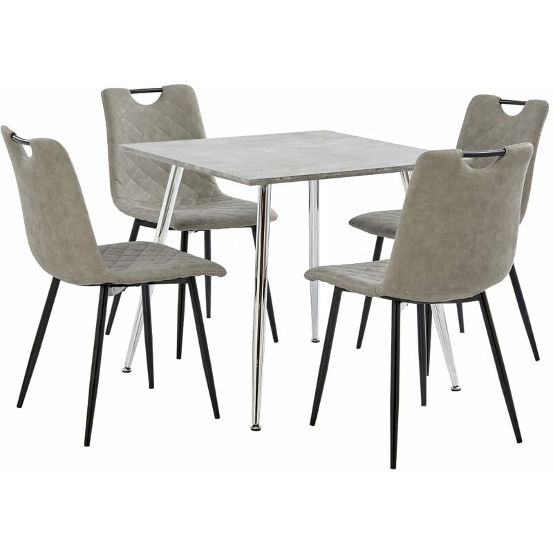 

vidaXL Juego de Comedor Cuero Sintético 5 Piezas Gris Oscuro - Gris